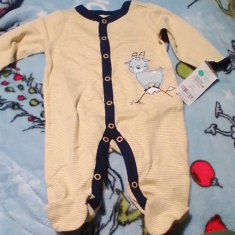 Carter's Yellow and Navy Striped Baby Footie